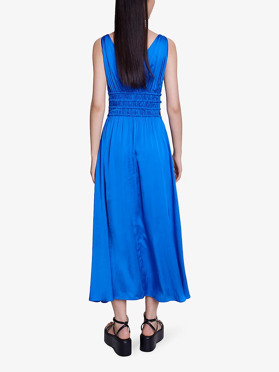 Cutaway-side V-neck woven midi dress - 4