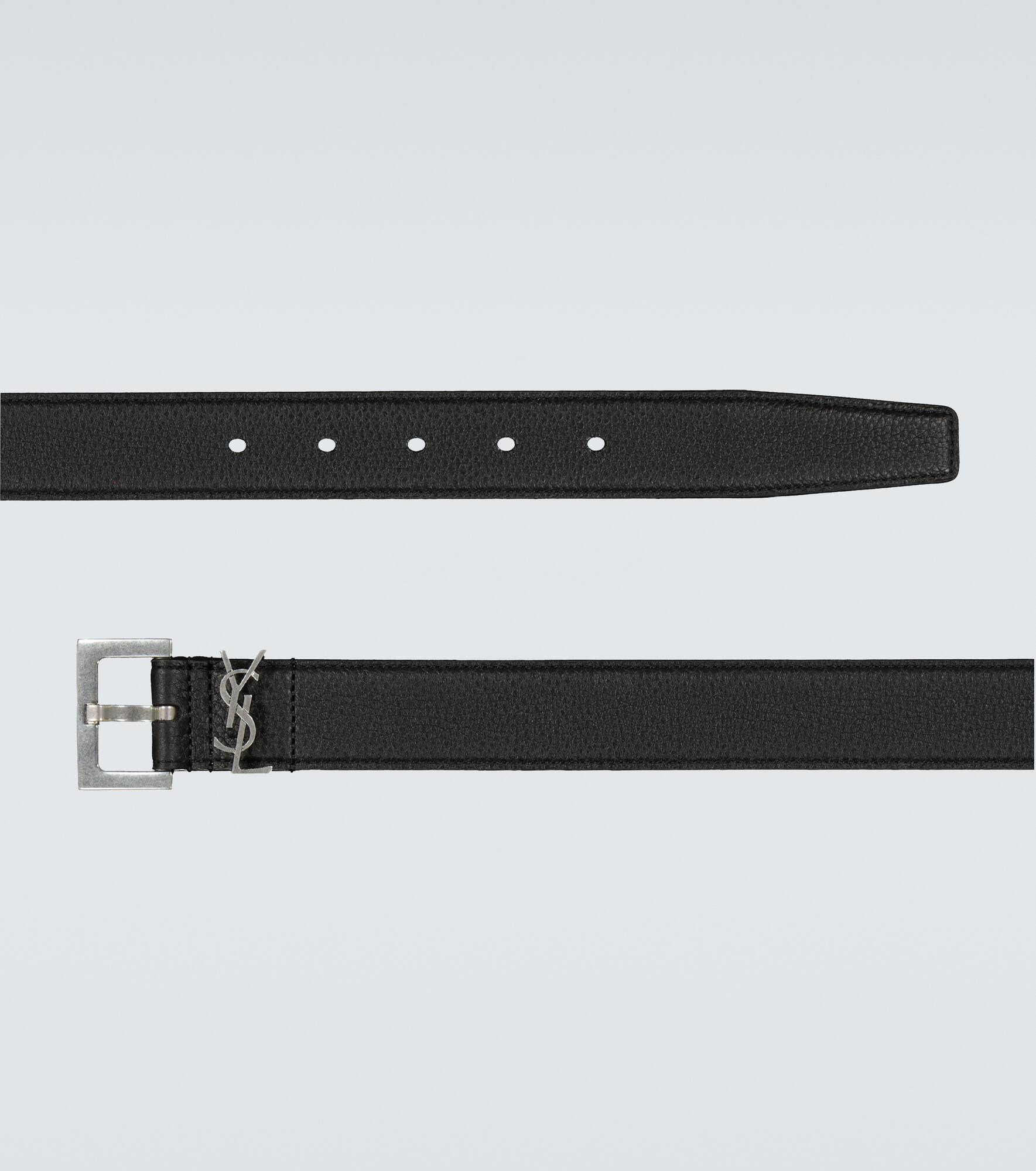 Slim grained leather belt - 4