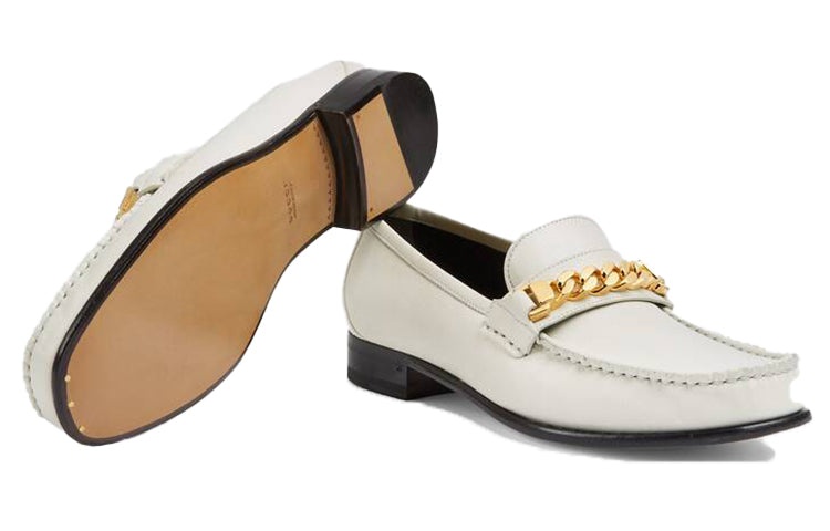 (WMNS) Gucci Chain Loafers Shoes White 645445-16M00-9050 - 6