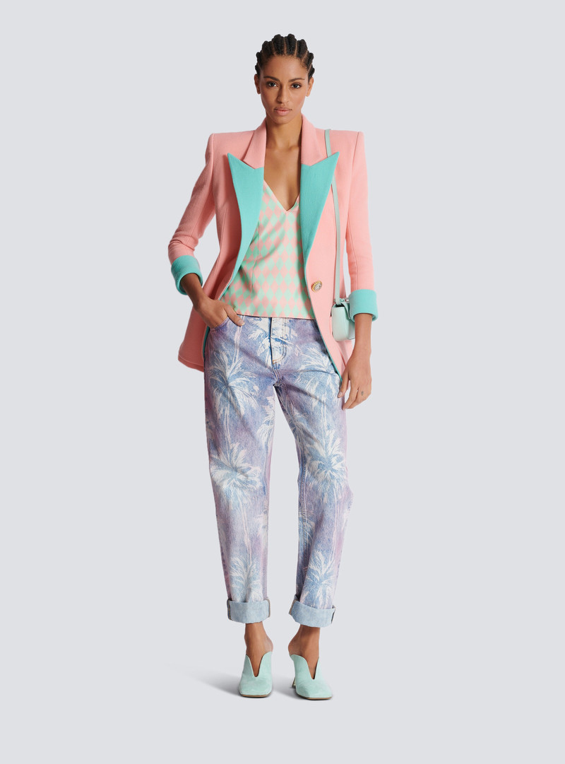 Balmain Palm tree denim boyfriend jeans outlook