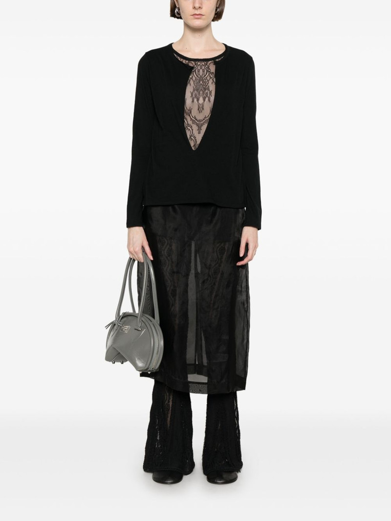 Yohji Yamamoto lace-detail T-shirt outlook