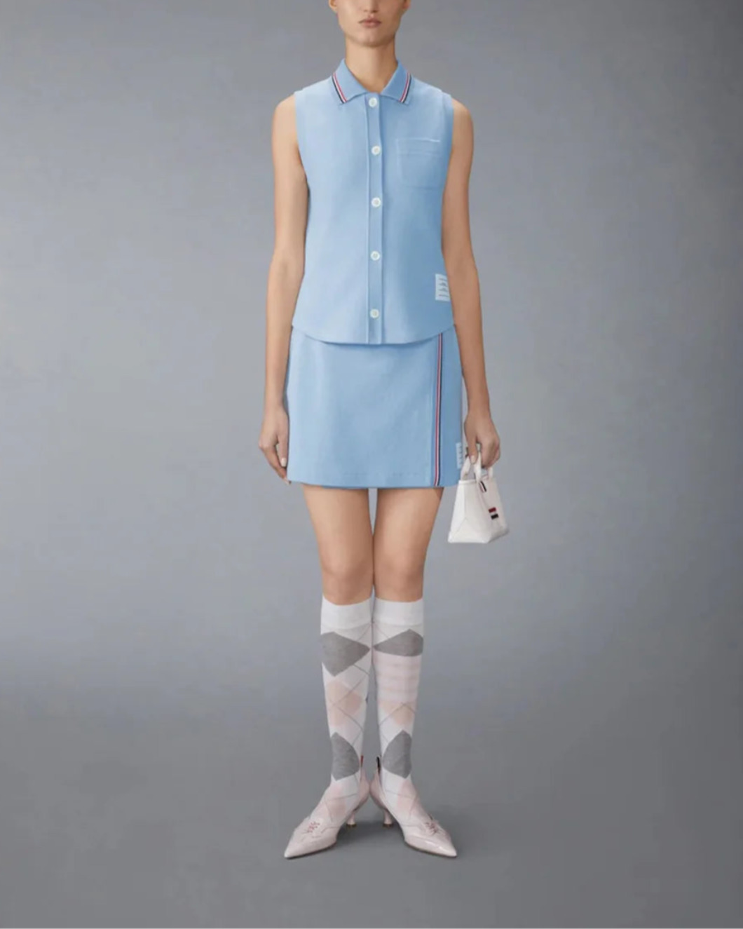 COTTON WAFFLE SLEEVELESS BUTTON SHIRT - 5