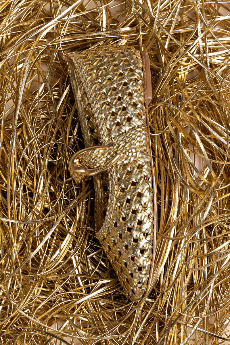 Larroudé Verona New Macrame In Gold Metallic Leather outlook