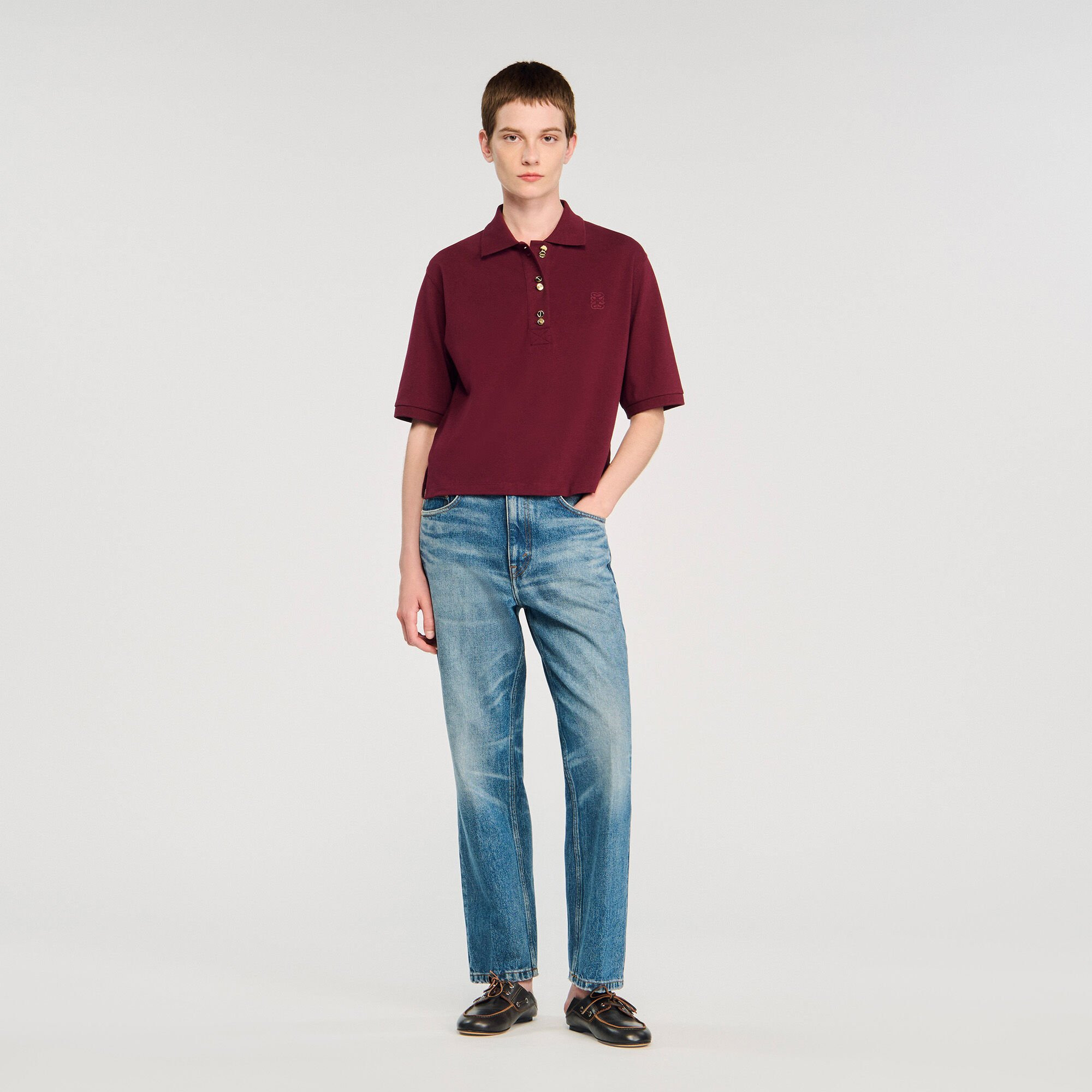 POLO SHIRT WITH DECORATIVE BUTTONS - 1