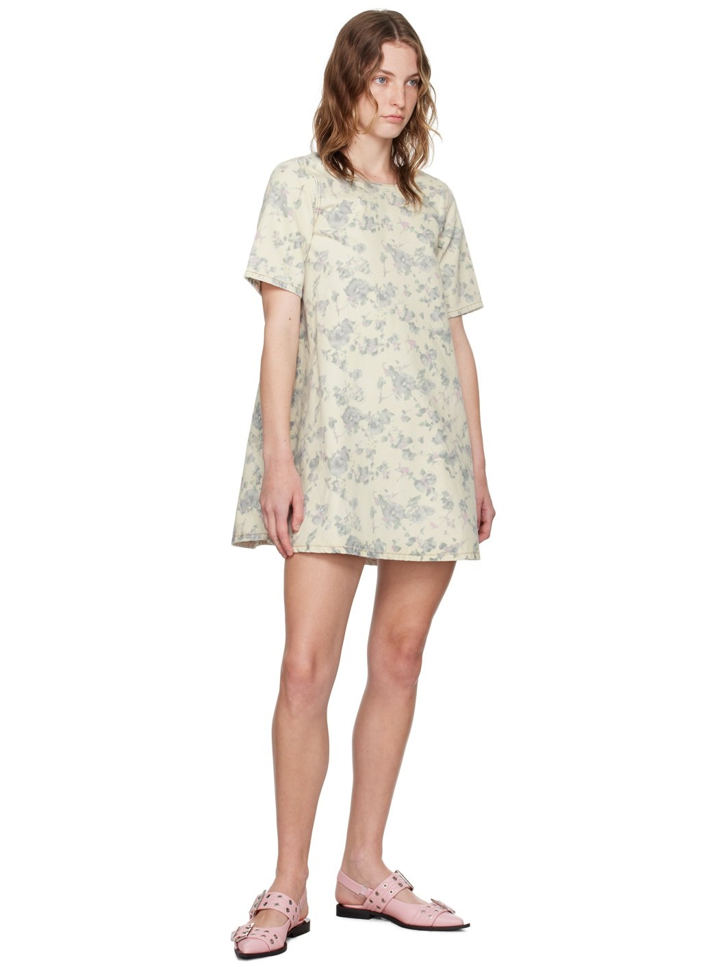 Off-White Floral Denim Minidress - 4