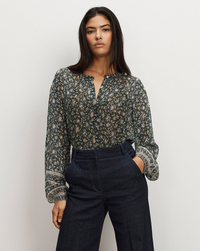 VERONICA BEARD LOLLIE FLORAL BUTTON-DOWN BLOUSE outlook