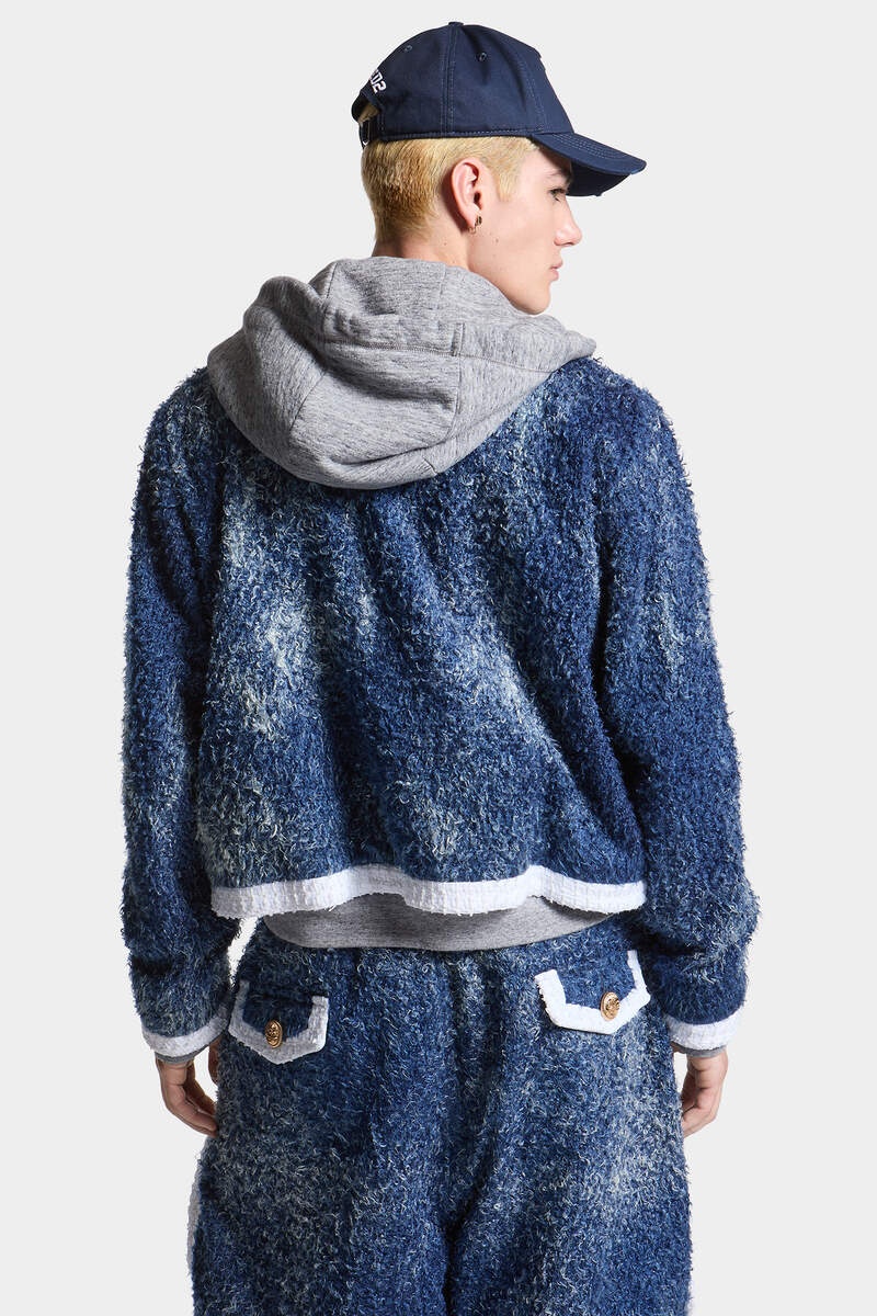 DENIM FUR HOODIE JACKET - 4