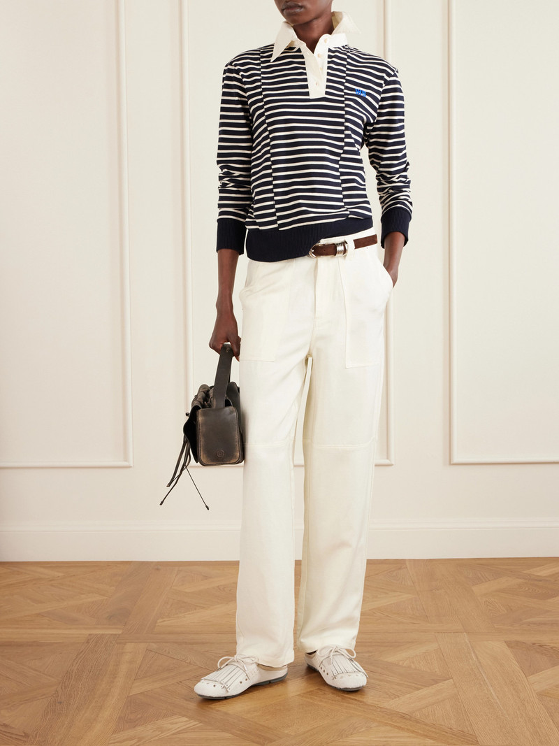 WALES BONNER Hymn Paneled Linen-blend Twill Wide-leg Pants outlook