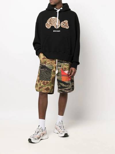 Palm Angels Leopard Bear cotton hoodie outlook