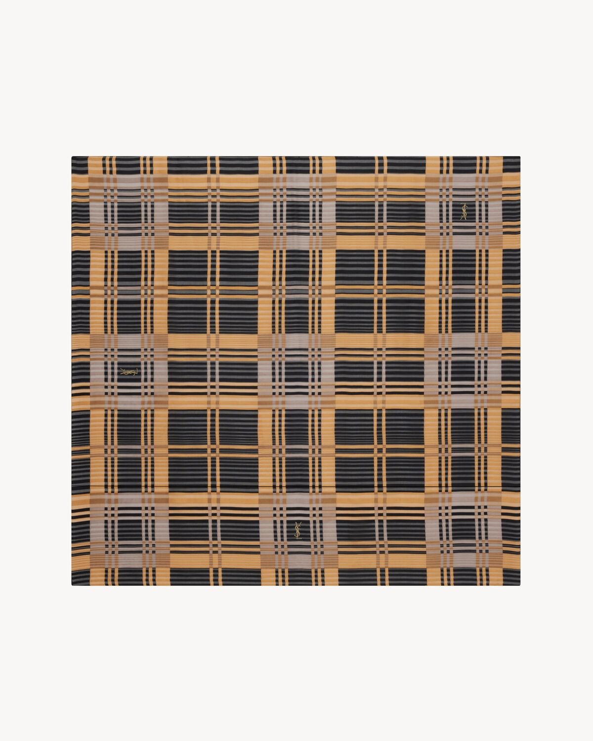 SQUARE SCARF IN PLAID SILK PEKIN - 3