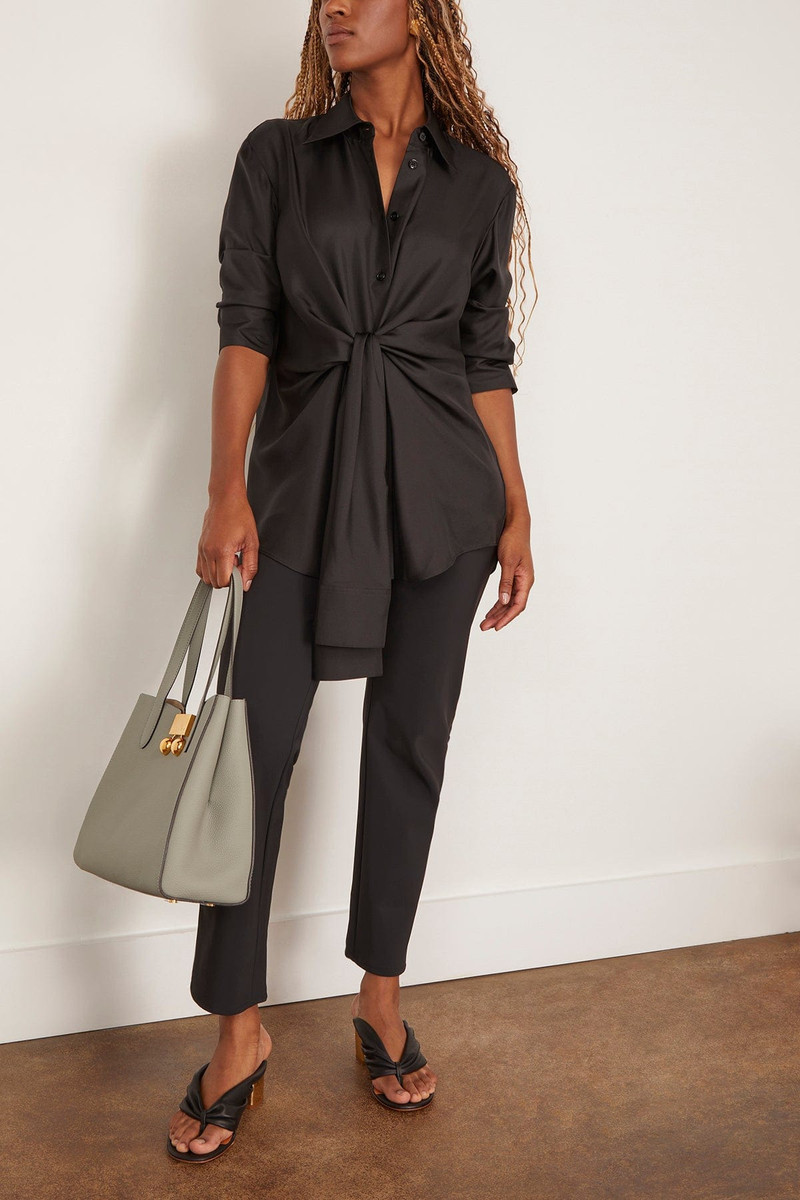 RÓHE Silk Knotted Shirt in Black outlook