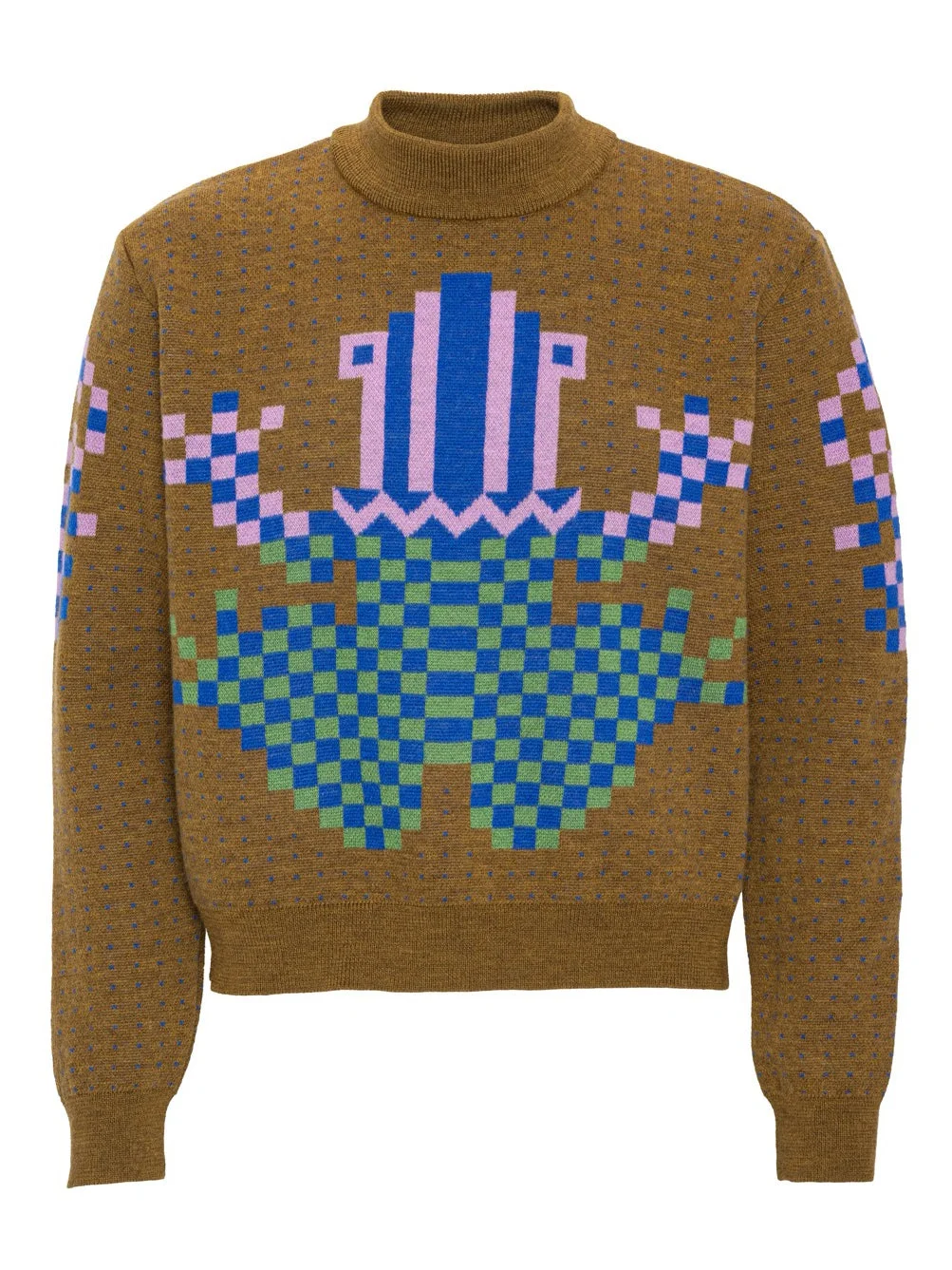 CROSS STITCH SWEATER - MUSTARD FROG - 1