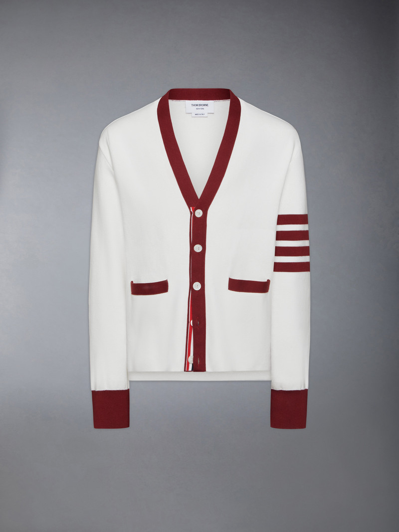 MILANO STITCH 4-BAR V NECK RUGBY FIT CARDIGAN 1