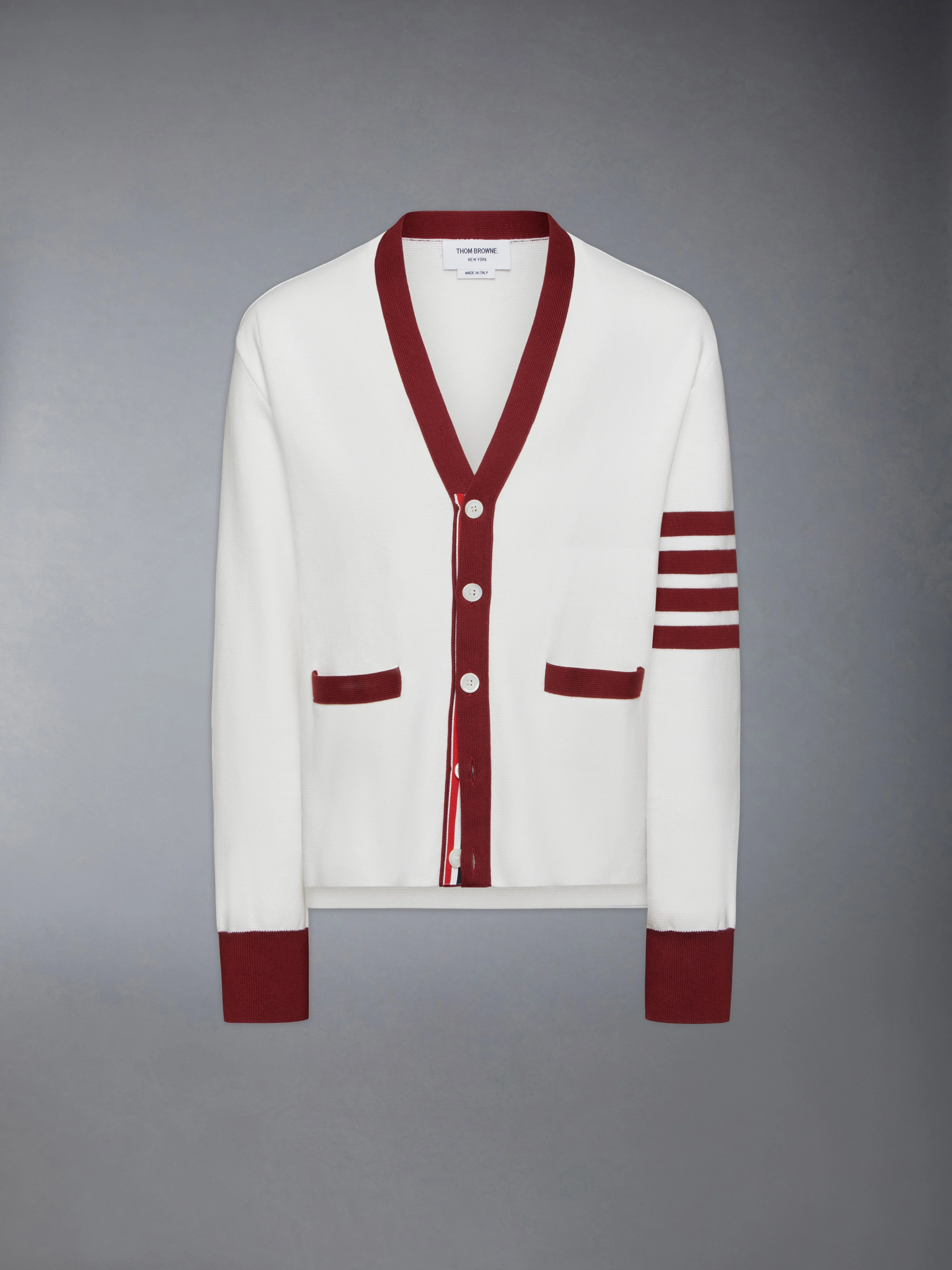 MILANO STITCH 4-BAR V NECK RUGBY FIT CARDIGAN - 1