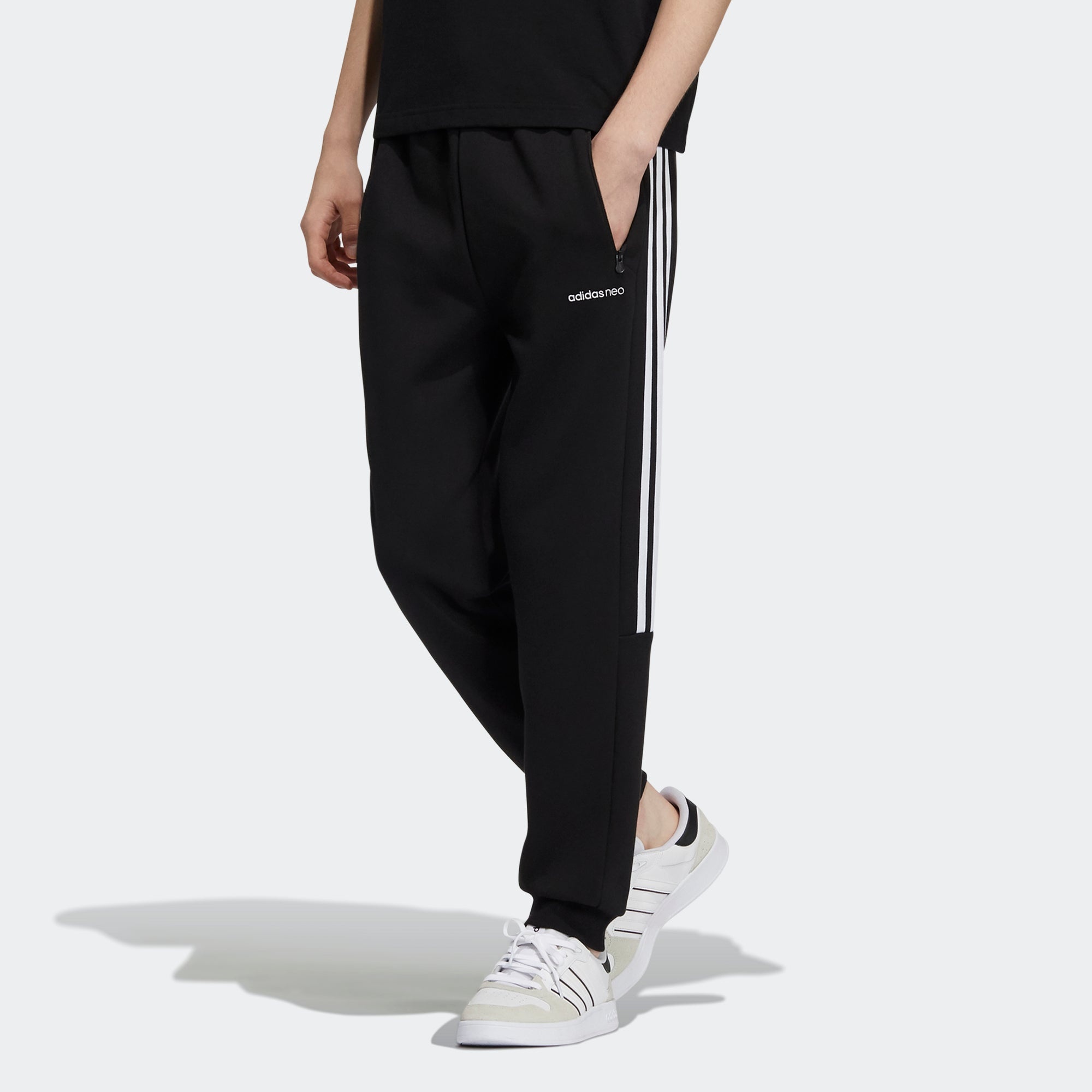 Men's adidas neo Icons 3s Tp Stripe Logo Sports Pants/Trousers/Joggers Black H14232 - 2