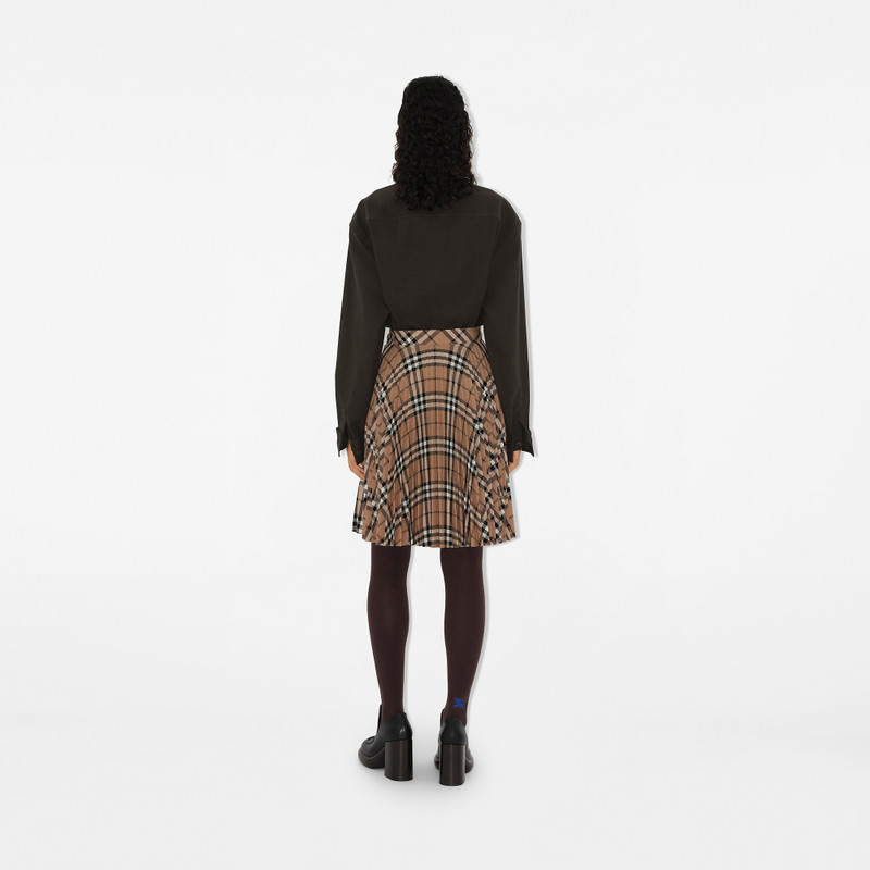 Pleated Check Wool Blend Skirt 4