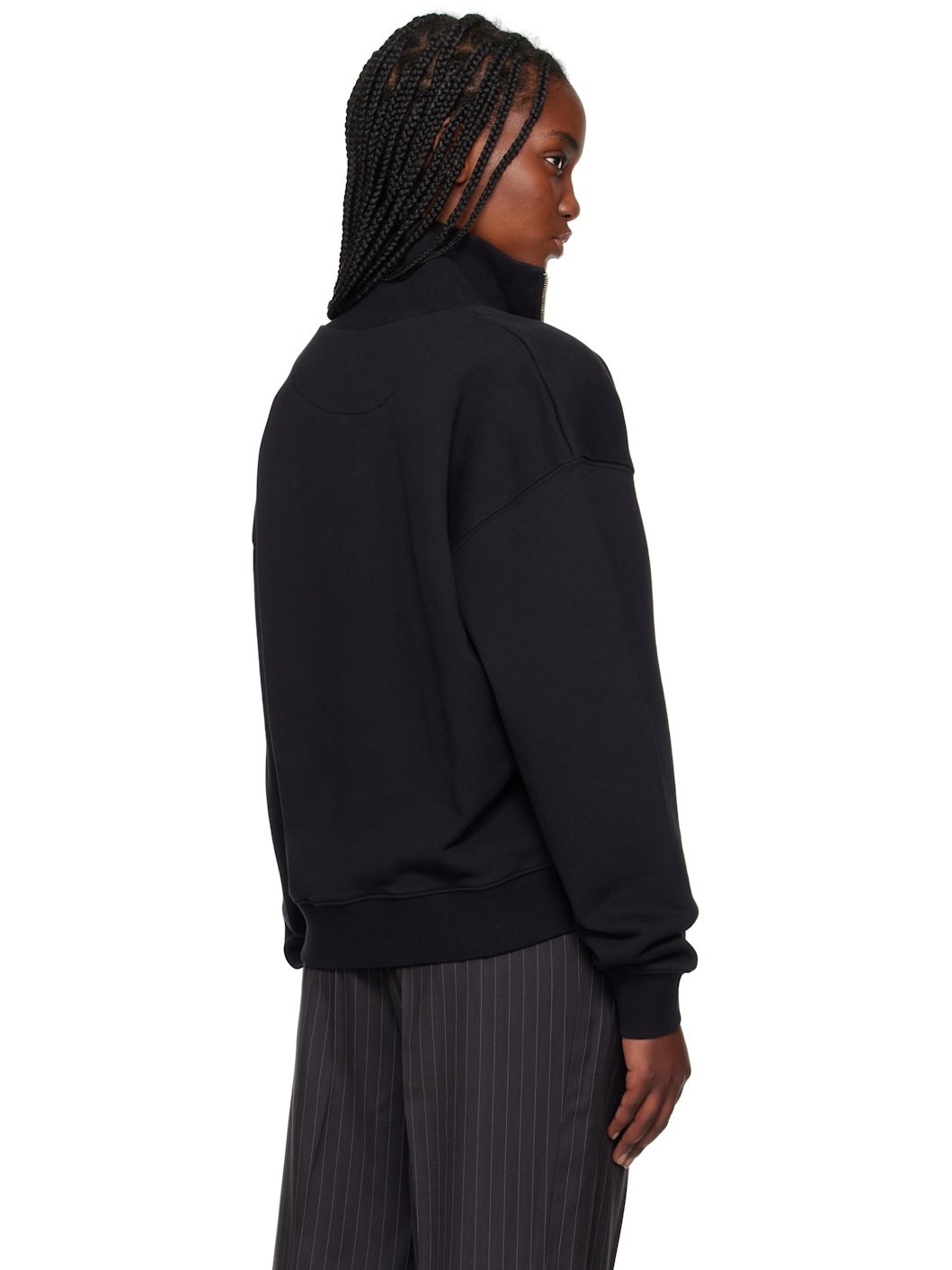 Black Baby Fox Patch Half Zip Sweatshirt - 3