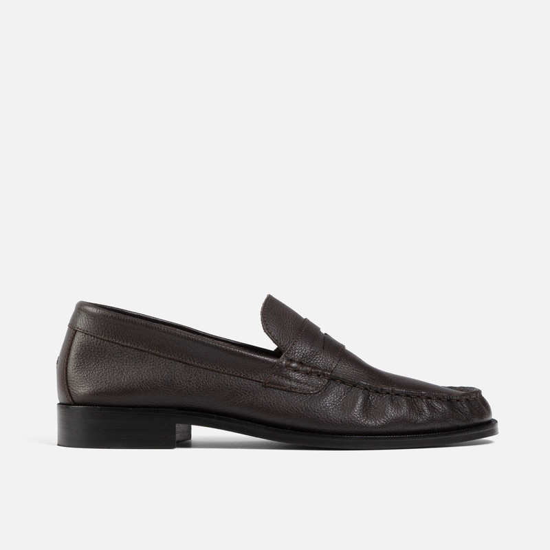 Ezra Chestnut Pebble Pleated Penny Loafer - Men's 1