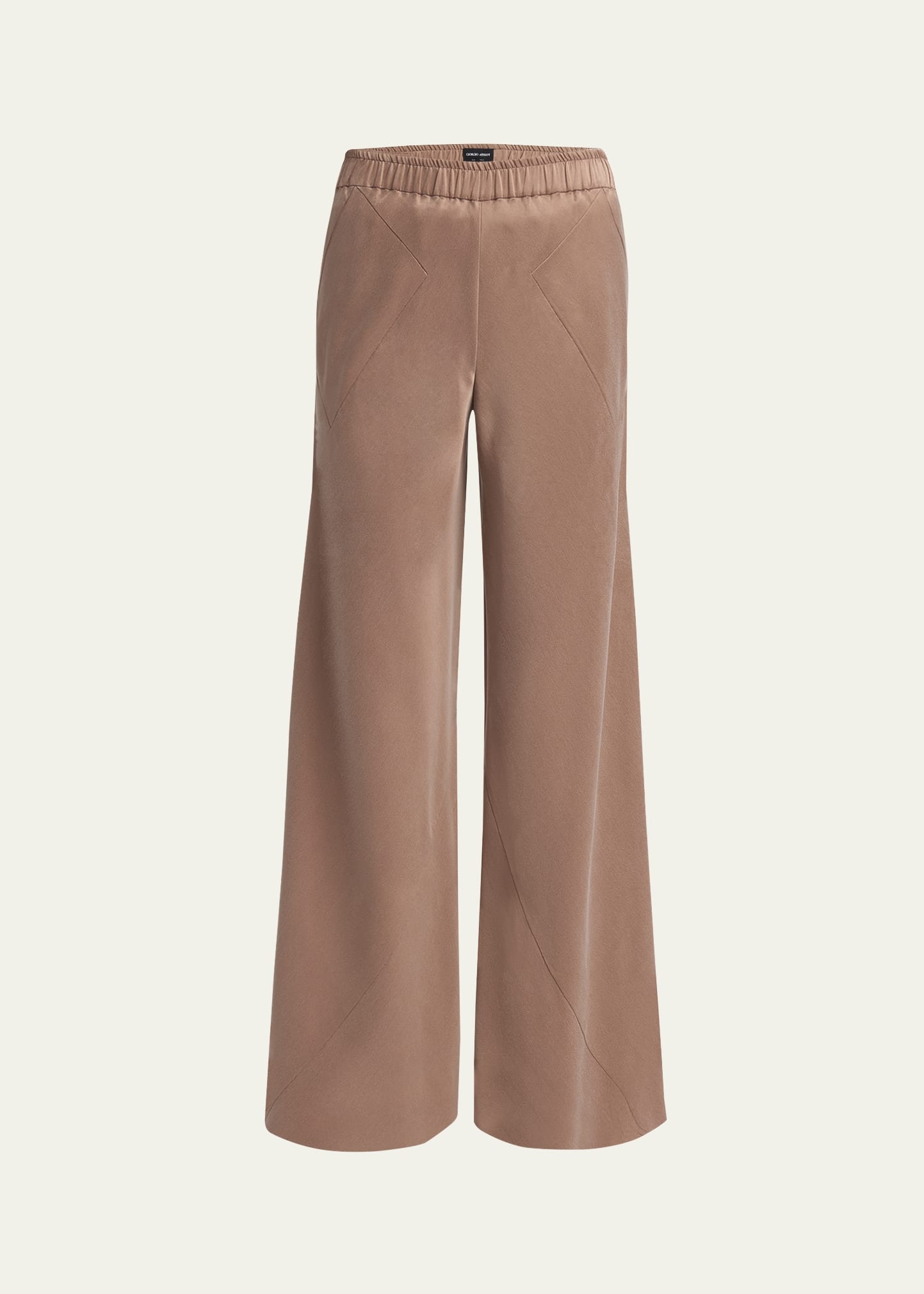 Elastic Waistband Wide Leg Trousers - 1