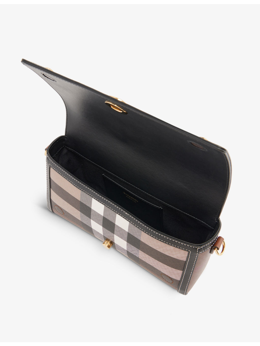 Note check-print woven cross-body bag - 4