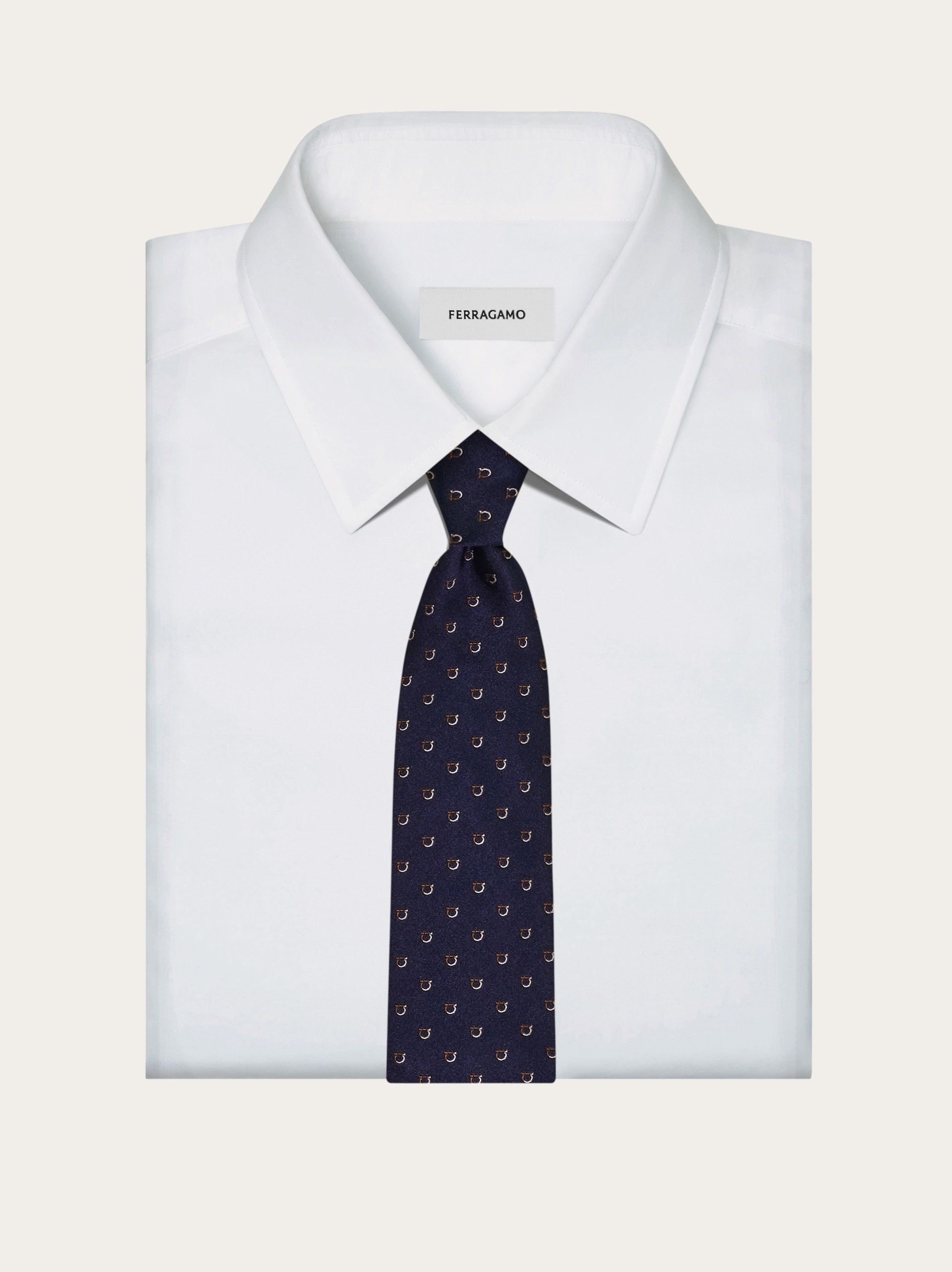 Two tone Gancini jacquard tie - 4