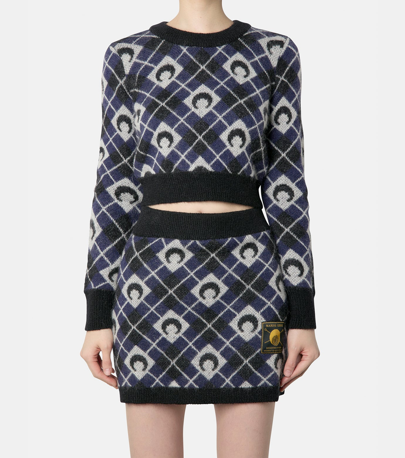 Moon Argyle Knit Cropped - 2