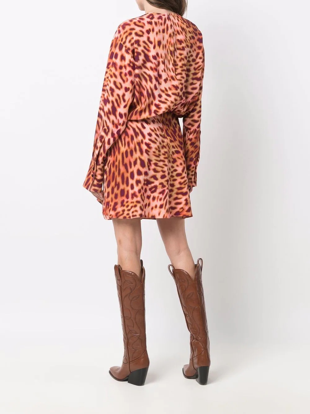 cheetah print knotted mini dress - 4