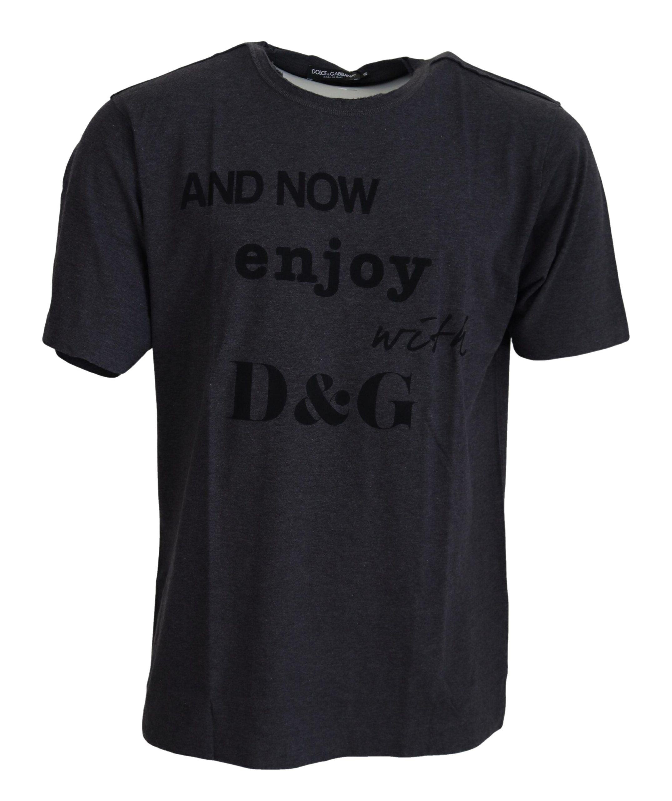 Dolce & Gabbana Gray Crewneck Cotton Short Sleeve  T-shirt - 1