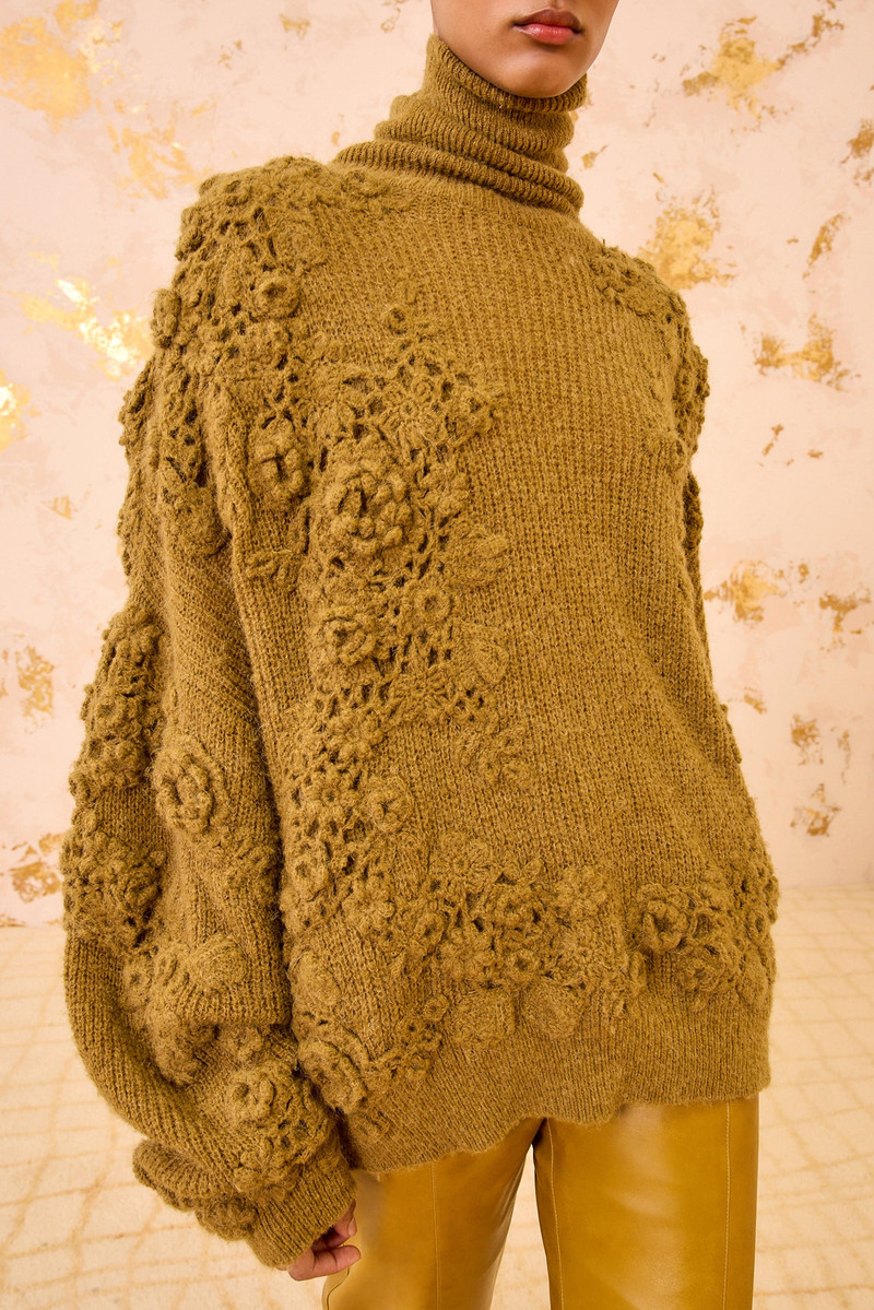 ULLA JOHNSON Lelou Crochet Knit Turtleneck outlook