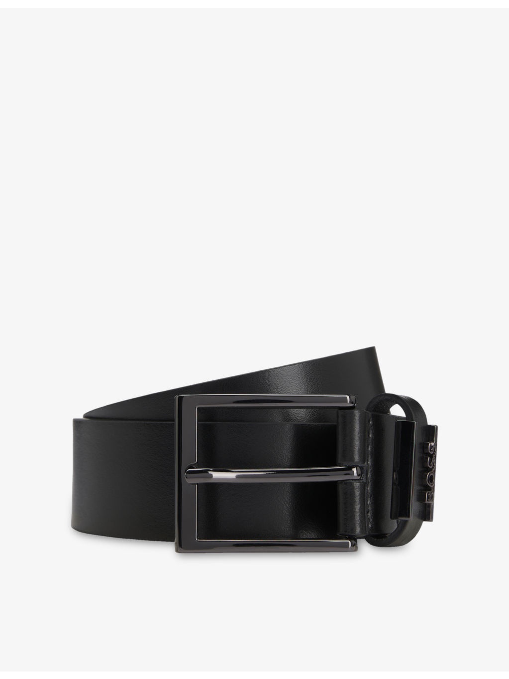 Branded-Buckle Leather Belt - 1