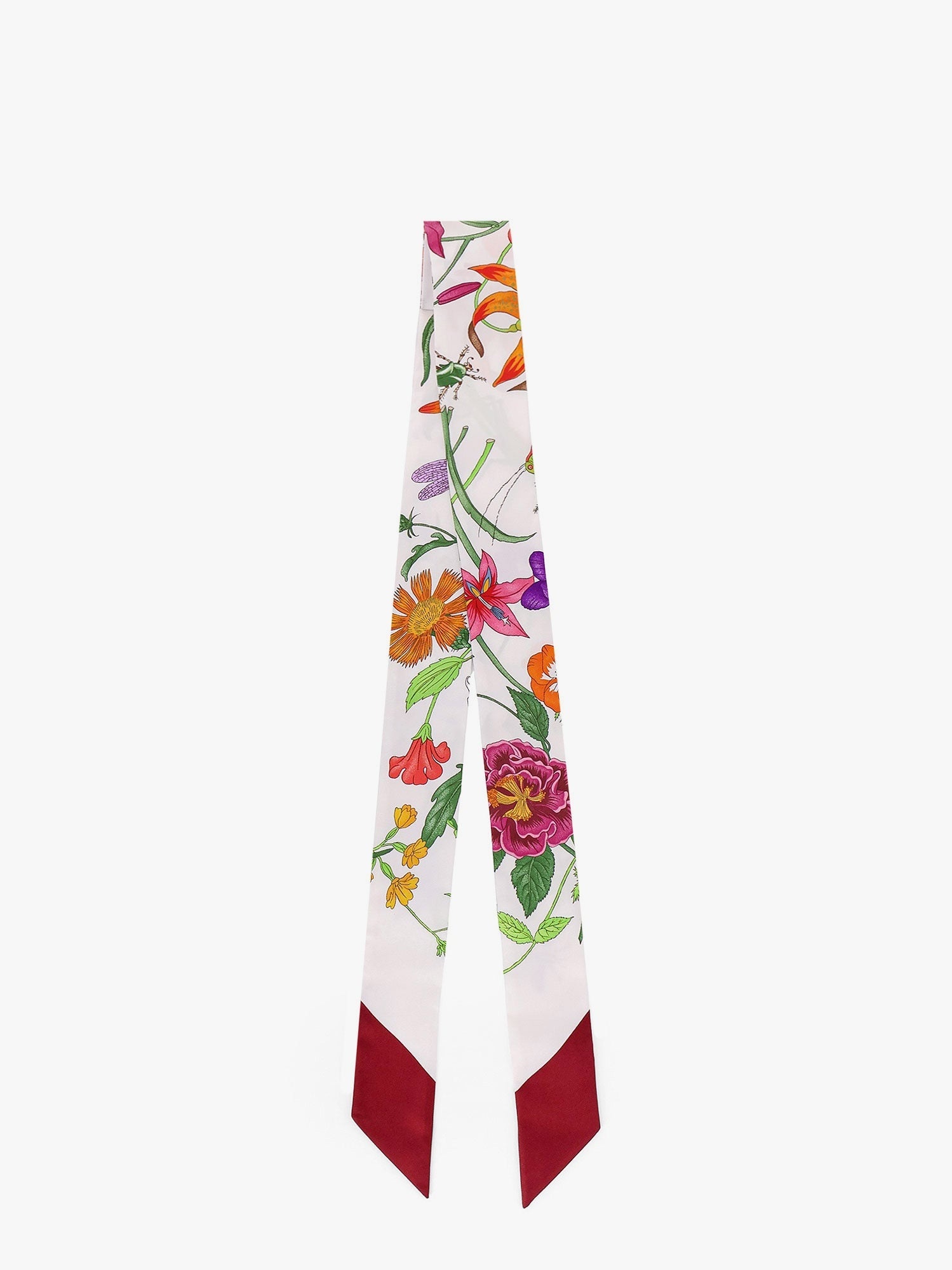 Gucci Gucci Flora Printed Silk Twill Neck Bow - 1