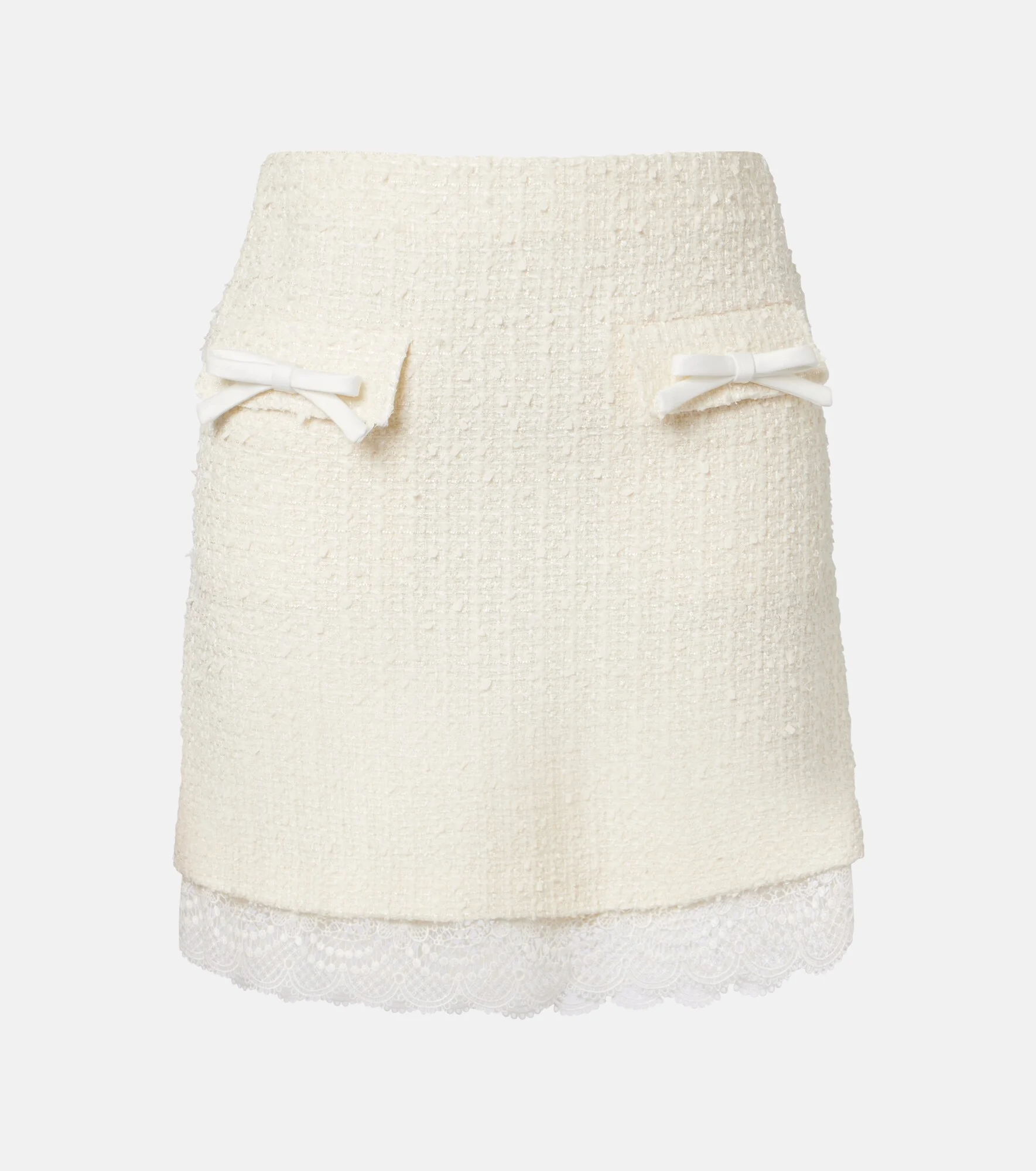 Lace-trimmed bouclé miniskirt - 1
