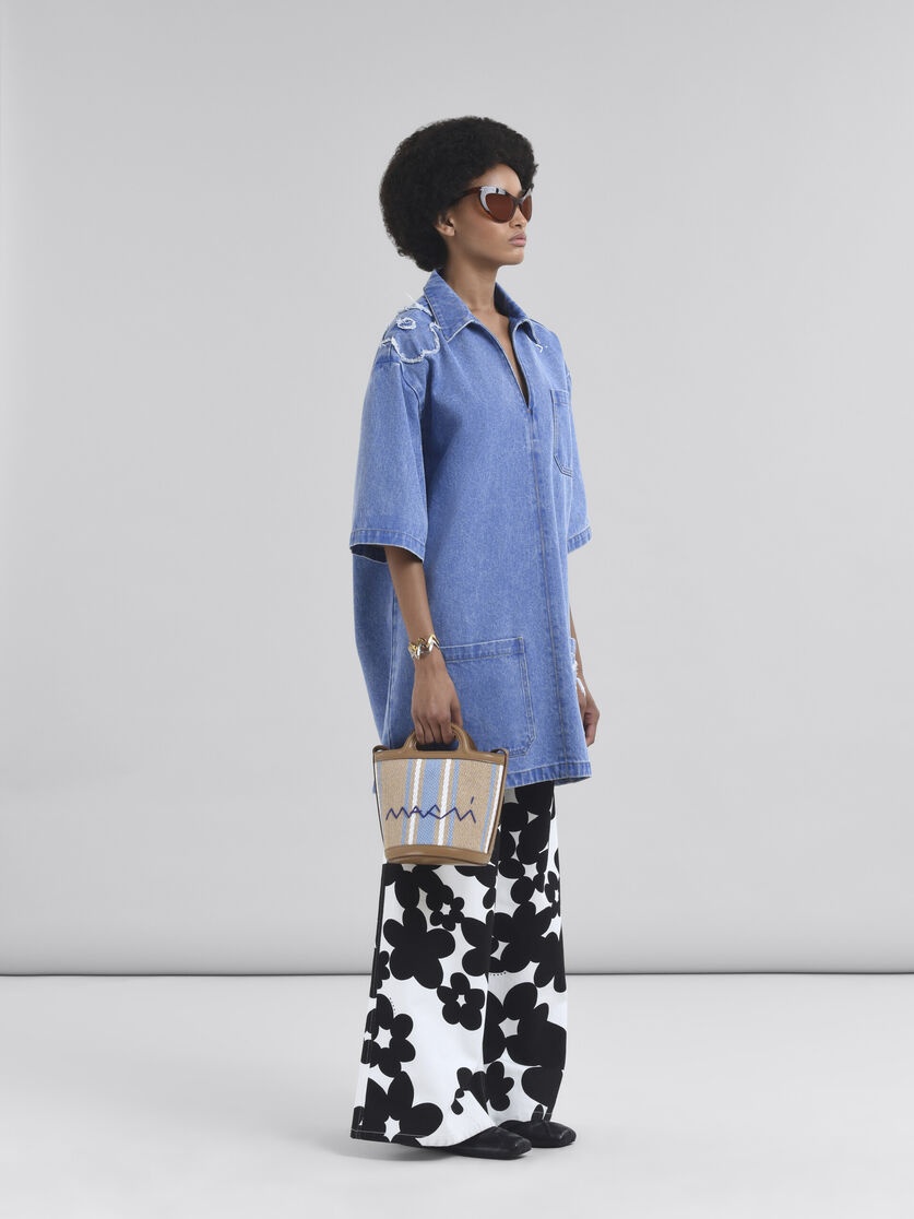 SHORT DENIM DRESS WITH PATCH DETAIL - 6