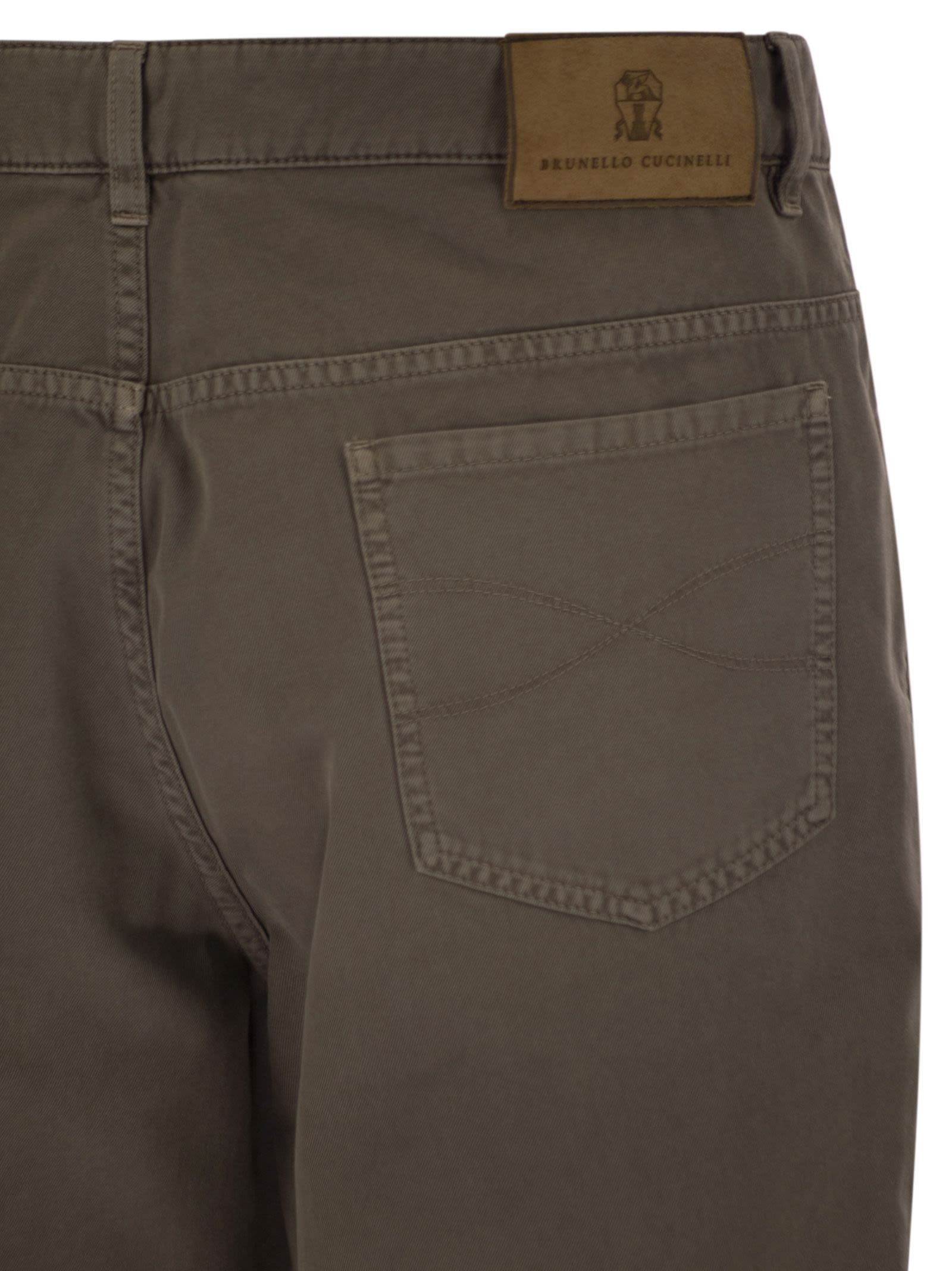 Brunello Cucinelli Men Five-Pocket Cotton Gabardine Pants - 4