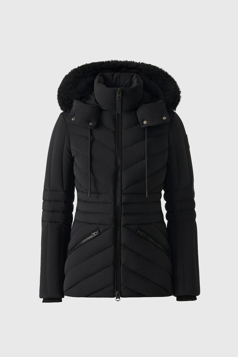 NADIA-SHZ Hooded Down Jacket With Shearling Trim 1