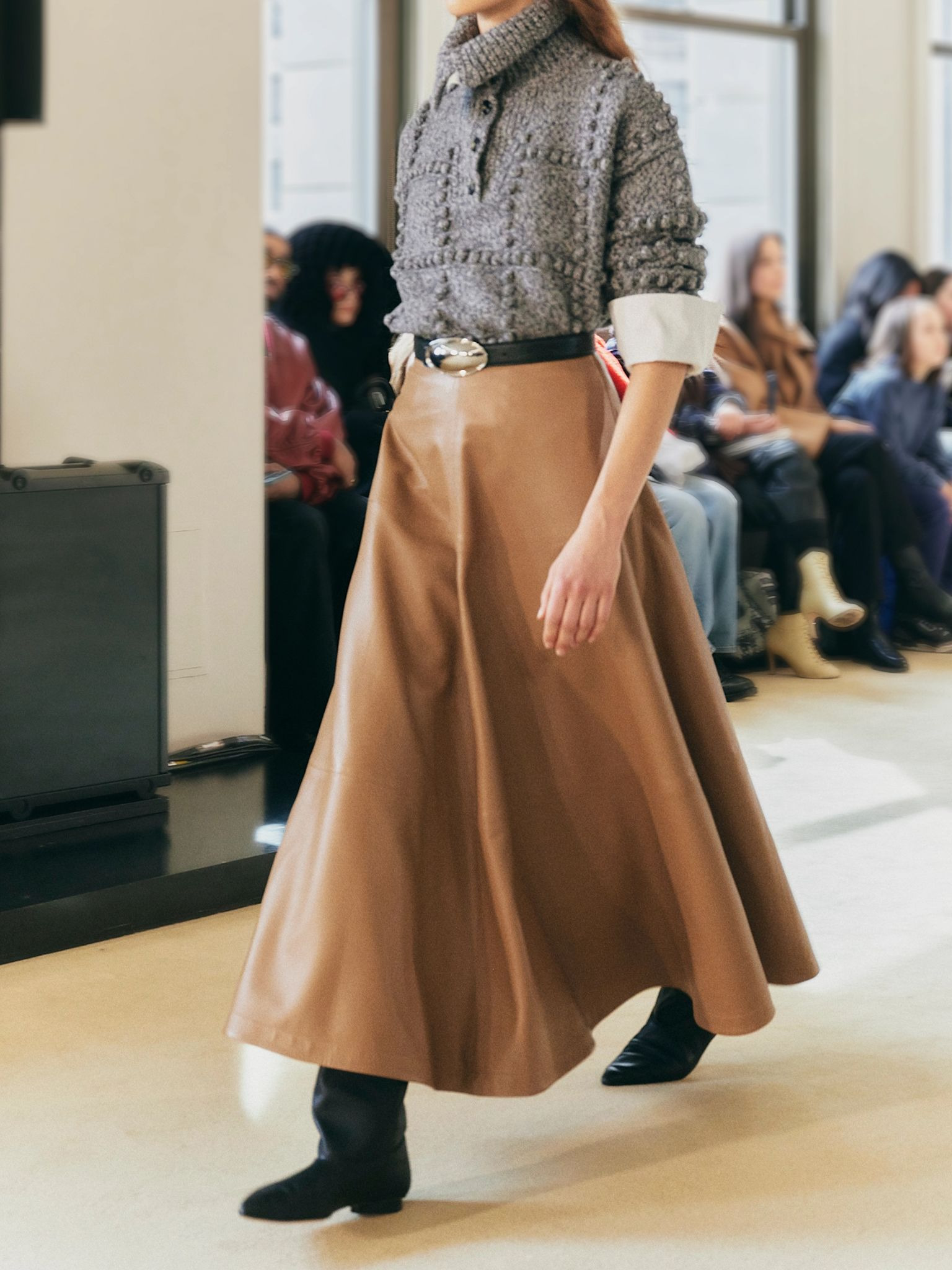 Varda leather maxi skirt Tan - 5