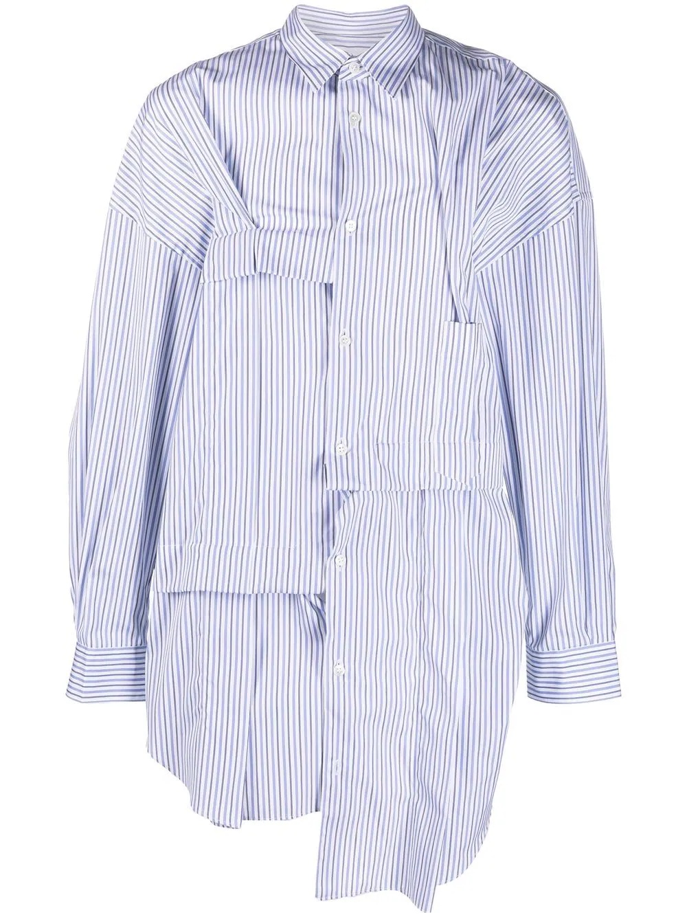 pinstripe-print asymmetric shirt - 1