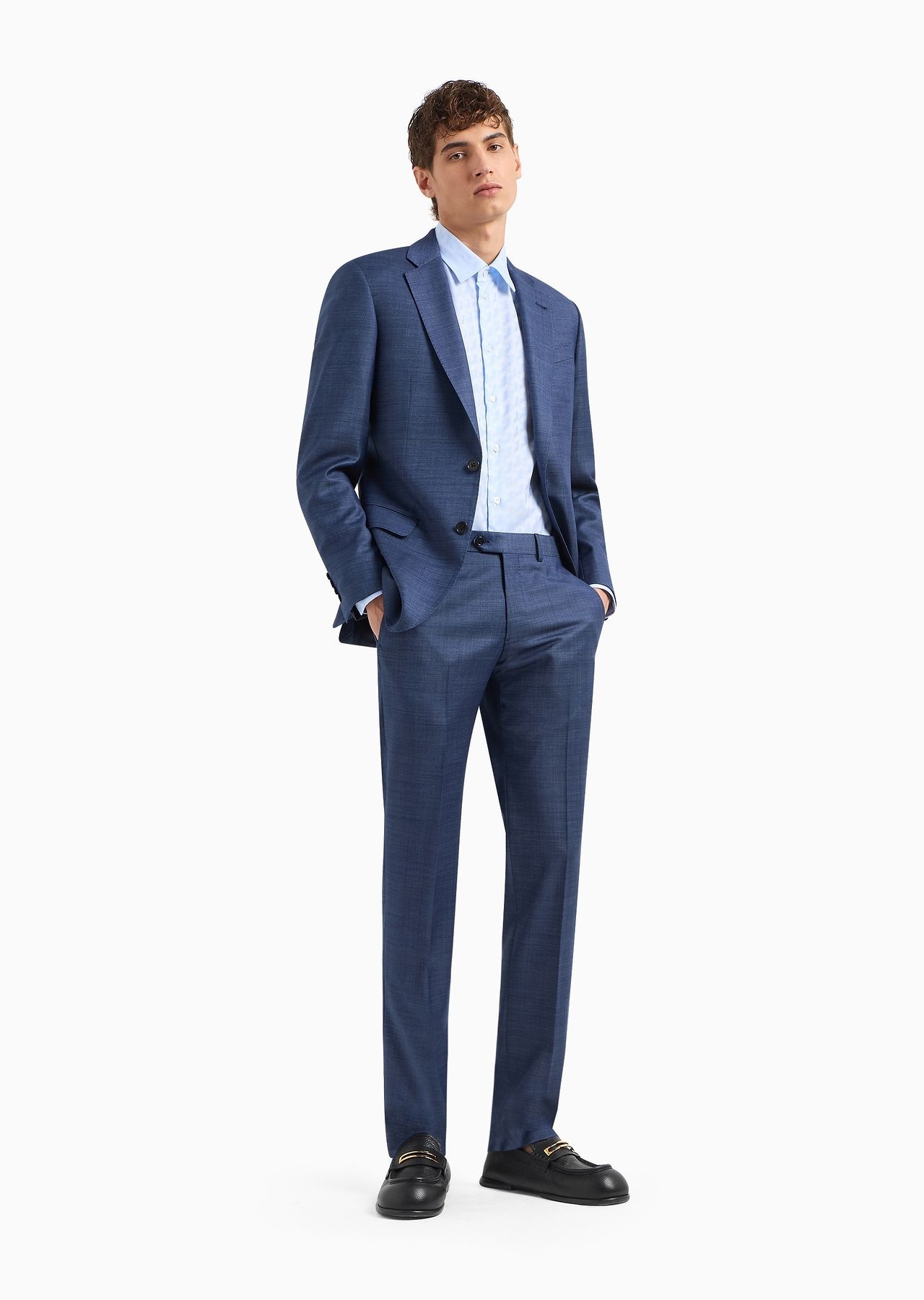 Classic-collared cotton shirt with a jacquard pattern - 4