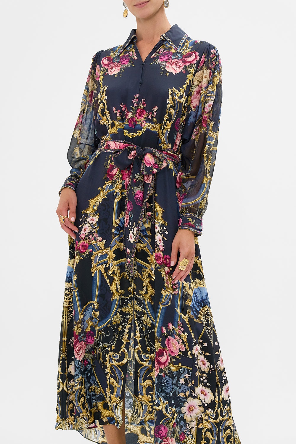 CURVED COLLAR SHIRT DRESS - 5