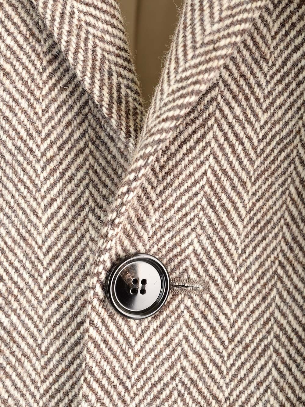 Coat In Brown Herringbone Fabric Coats Brown - 5