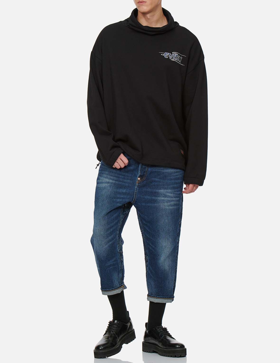 DRAGON JACQUARD DROP CROTCH DENIM JEANS - 4