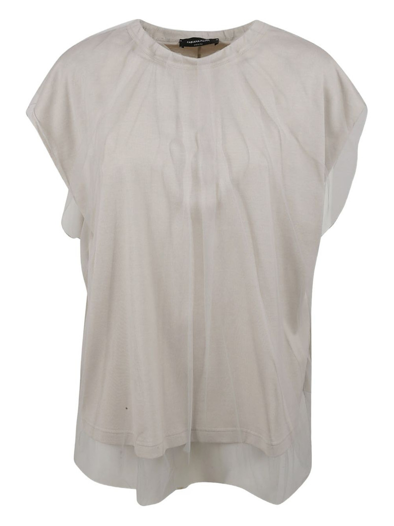 tulle overlay T-shirt 1