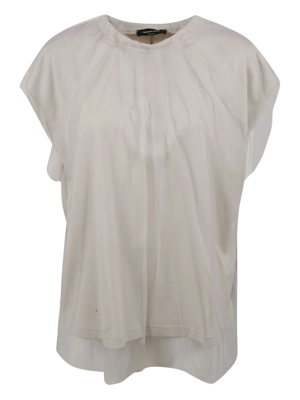 tulle overlay T-shirt - 1