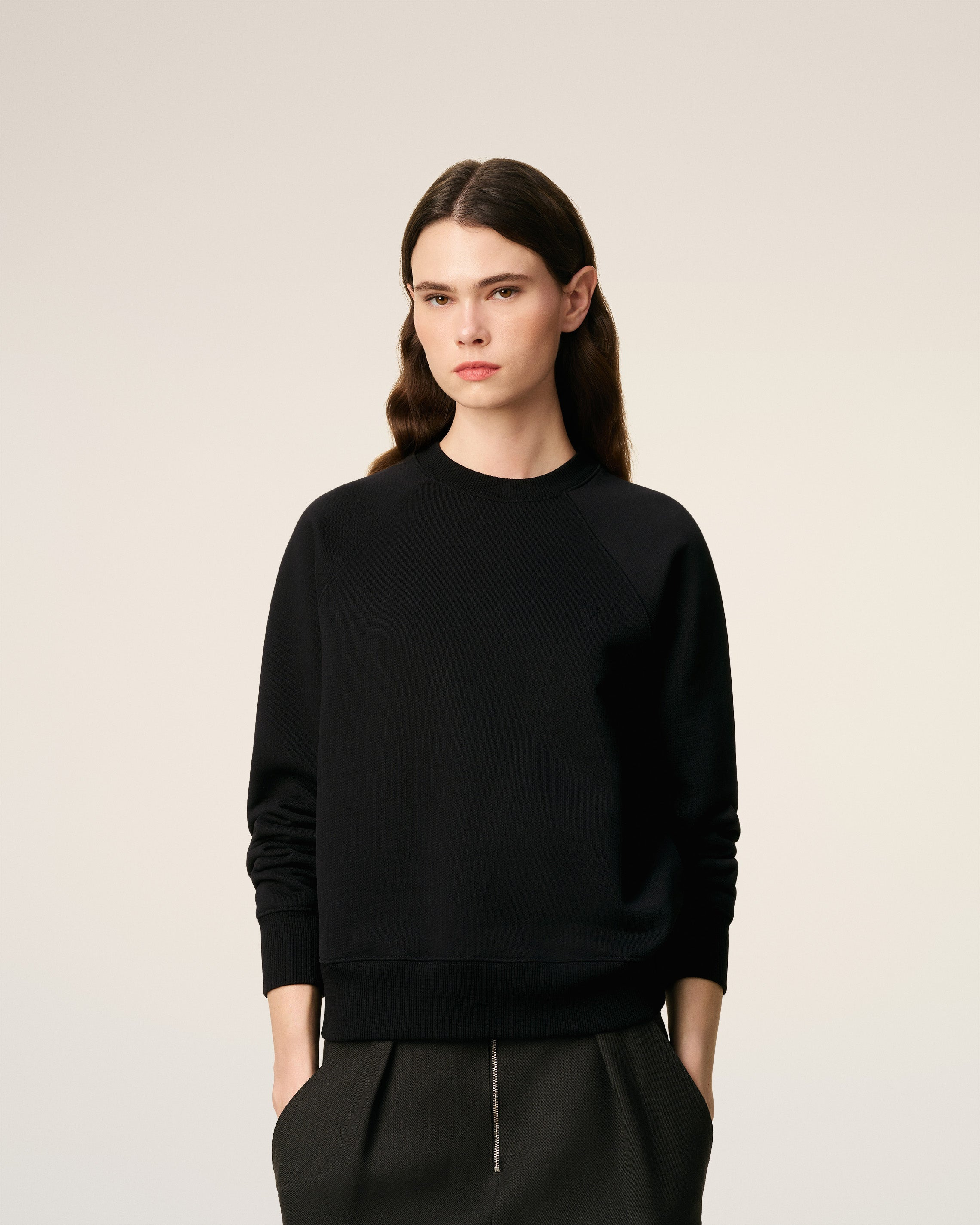 BLACK COTTON AMI DE COEUR SWEATSHIRT - 3