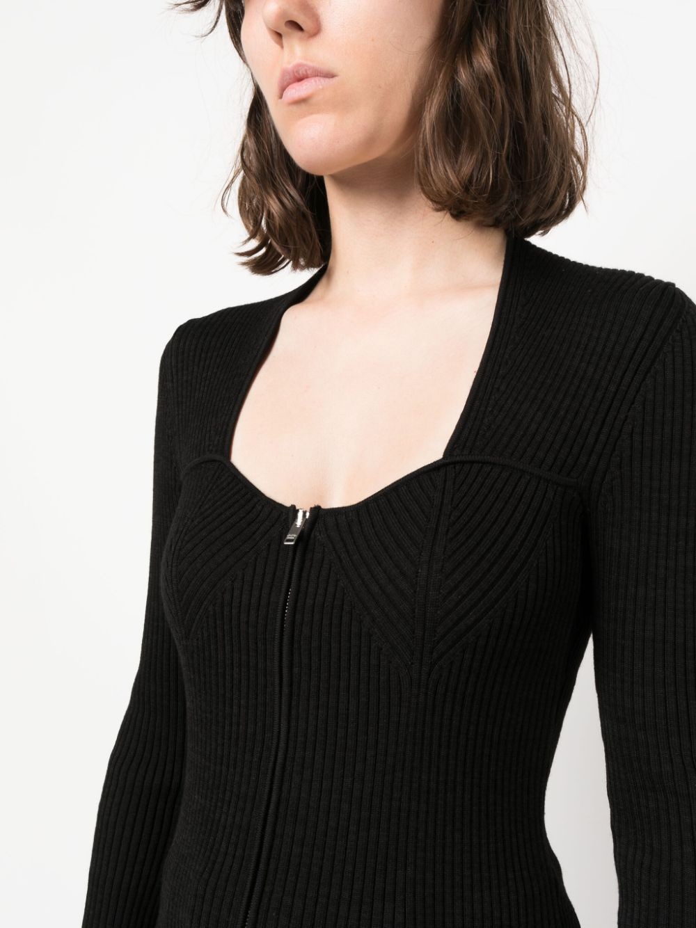 ribbed-knit scoop-neck cardigan - 5