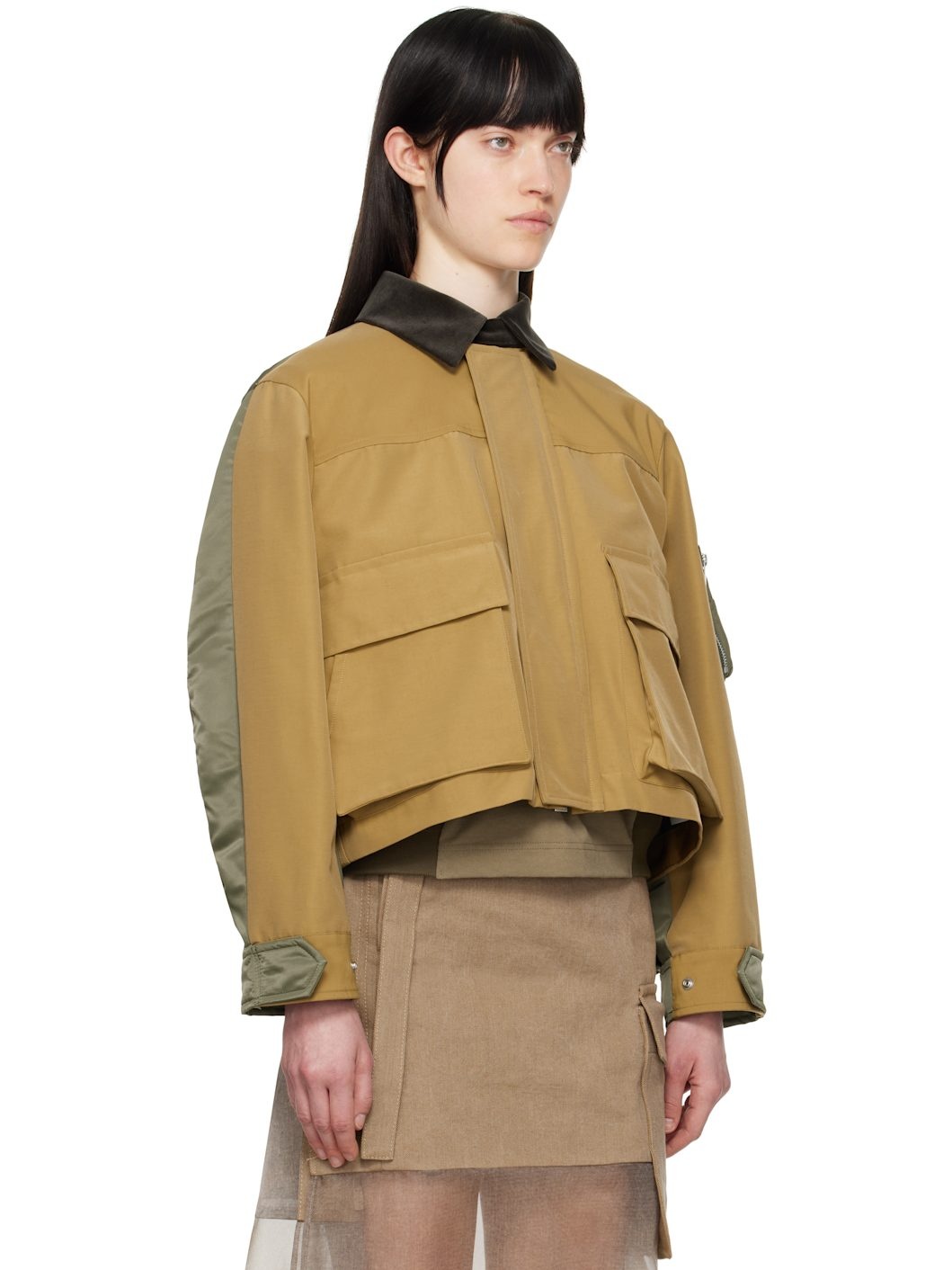 Khaki & Tan Grosgrain & Nylon Twill Jacket - 2