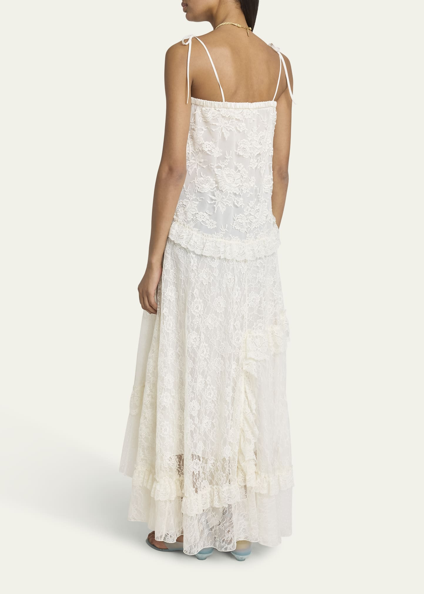 Ruffle-Trim Floral Lace Maxi Dress - 3