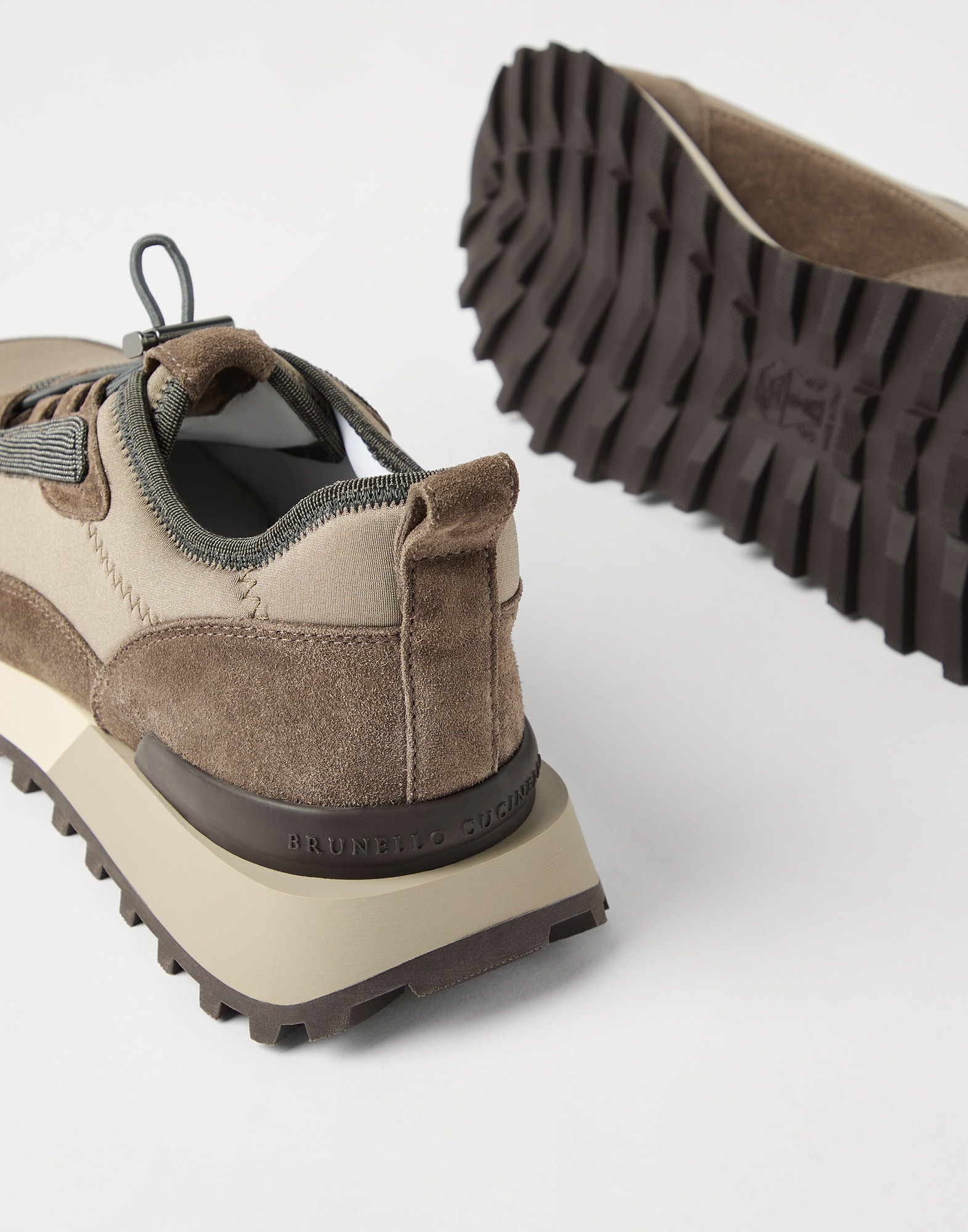 Techno fabric and suede runners with precious trim - 3
