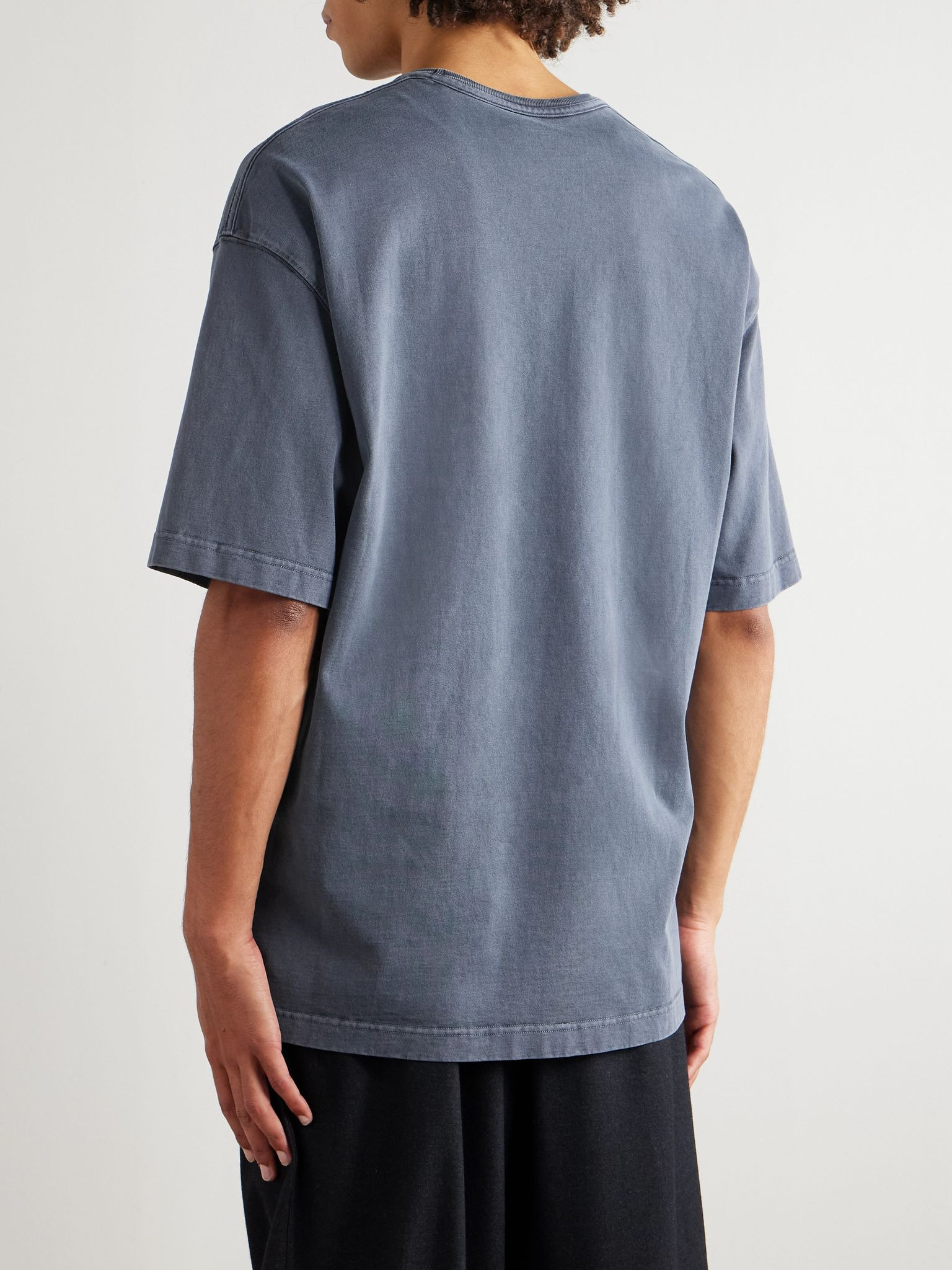 Garment-Dyed Cotton-Jersey T-Shirt Navy - 4