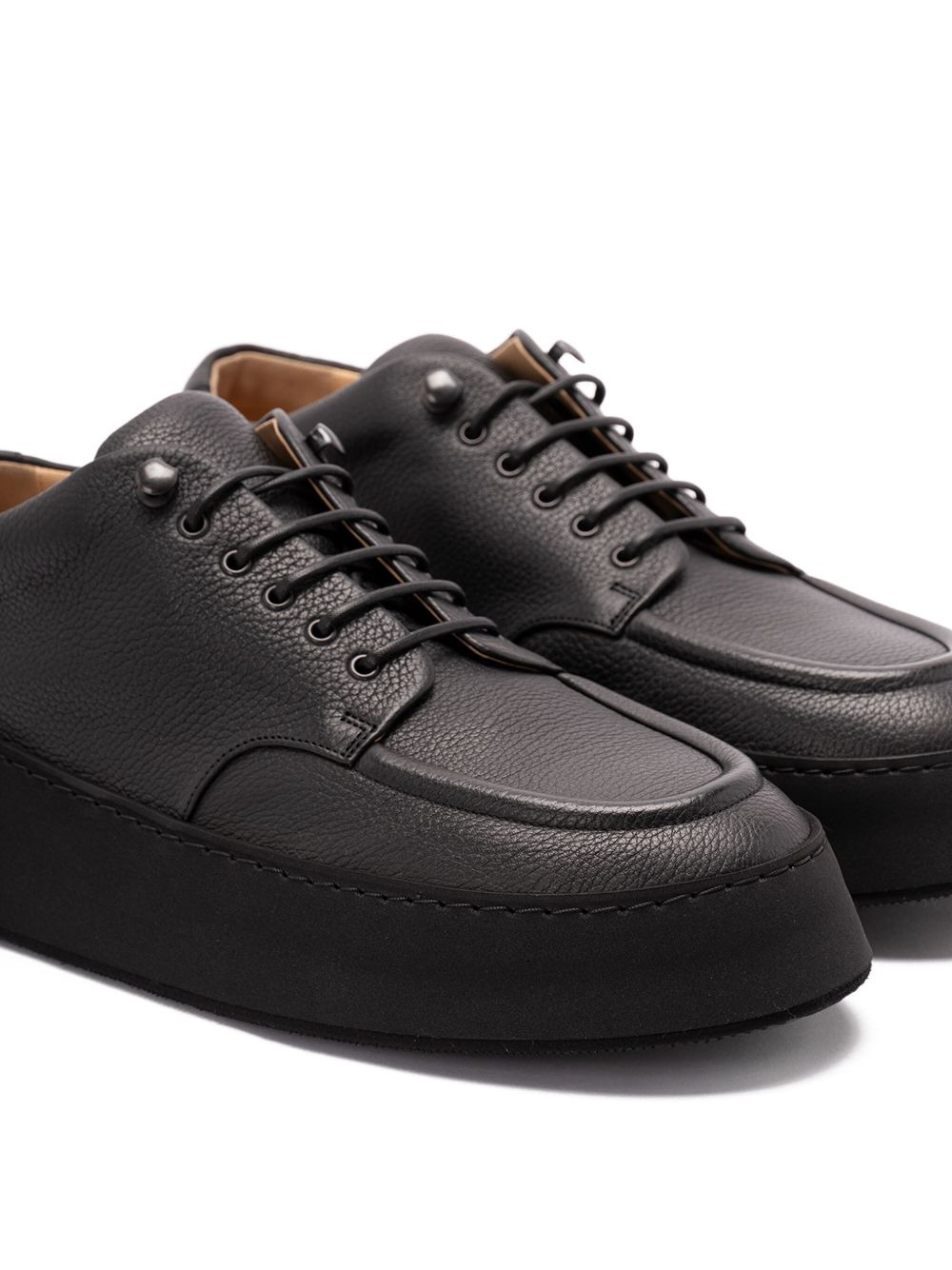 pebbled leather platform derby shoes - 4